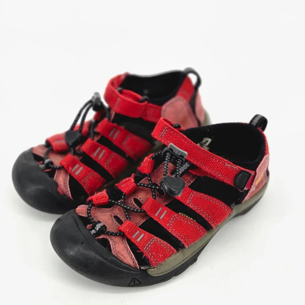 KEEN Newport H2 Kids 13 Red Black Wide Toe Box Waterproof Camp Hiking Sandals